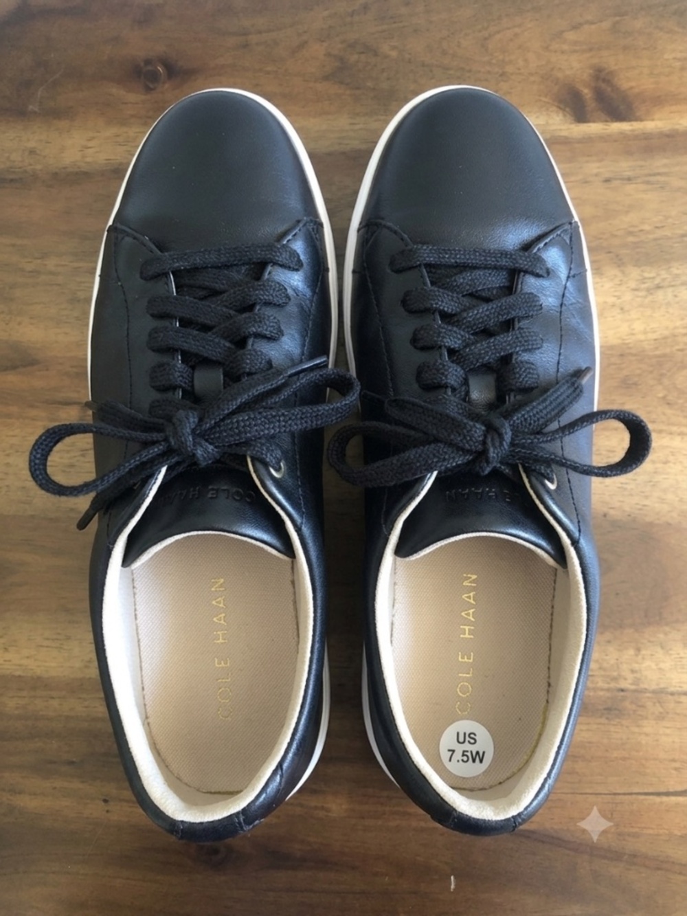 Cole Haan Women’s Grand Crosscourt Black Leather Sneakers. Size 7B